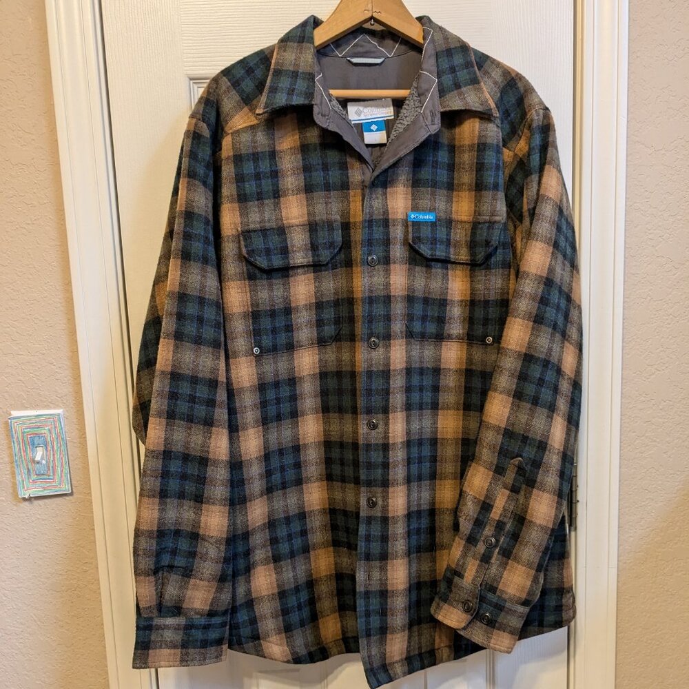 Columbia Rugged Wool Blend Fleece Lined Shirt Jacket Large